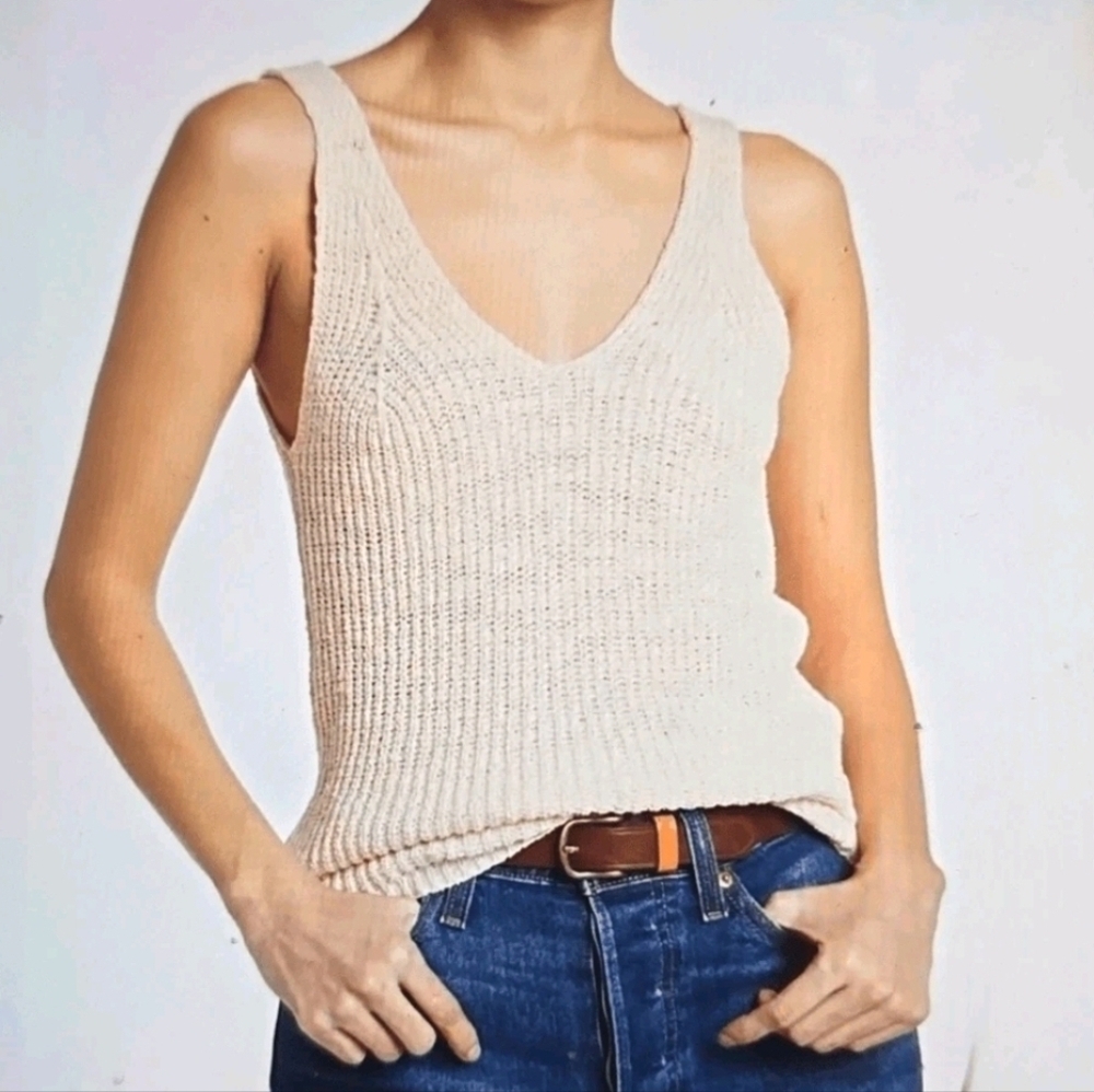 Madewell Monterey Sweater Tank Size Large Cream Elevated Basic Soft Minimalism